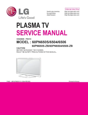 Lg 60pn6504 service manual cover with photo's of Beko dryers, model code and contents