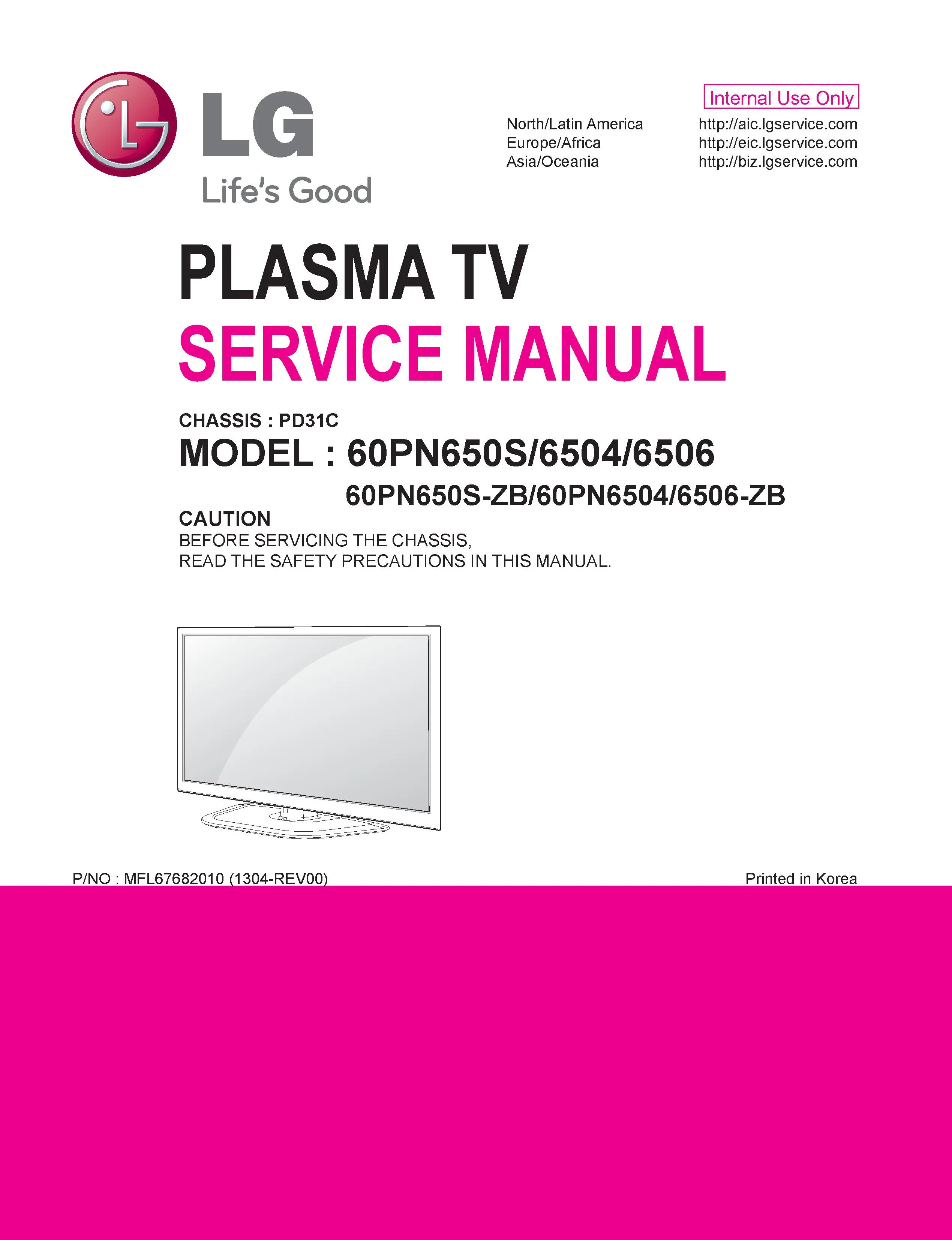 Lg 60pn6504 service manual cover with photo's of Beko dryers, model code and contents