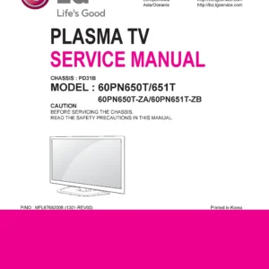 Lg 60pn650t service manual cover with photo's of Beko dryers, model code and contents