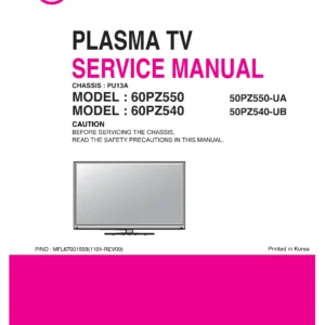 Lg 60pz550 ua service manual cover with photo's of Beko dryers, model code and contents