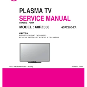 Lg 60pz550a za service manual cover with photo's of Beko dryers, model code and contents