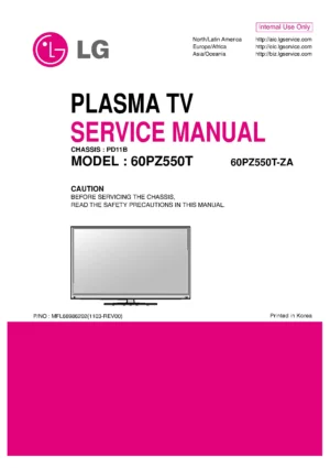 Lg 60pz550t za service manual cover with photo's of Beko dryers, model code and contents