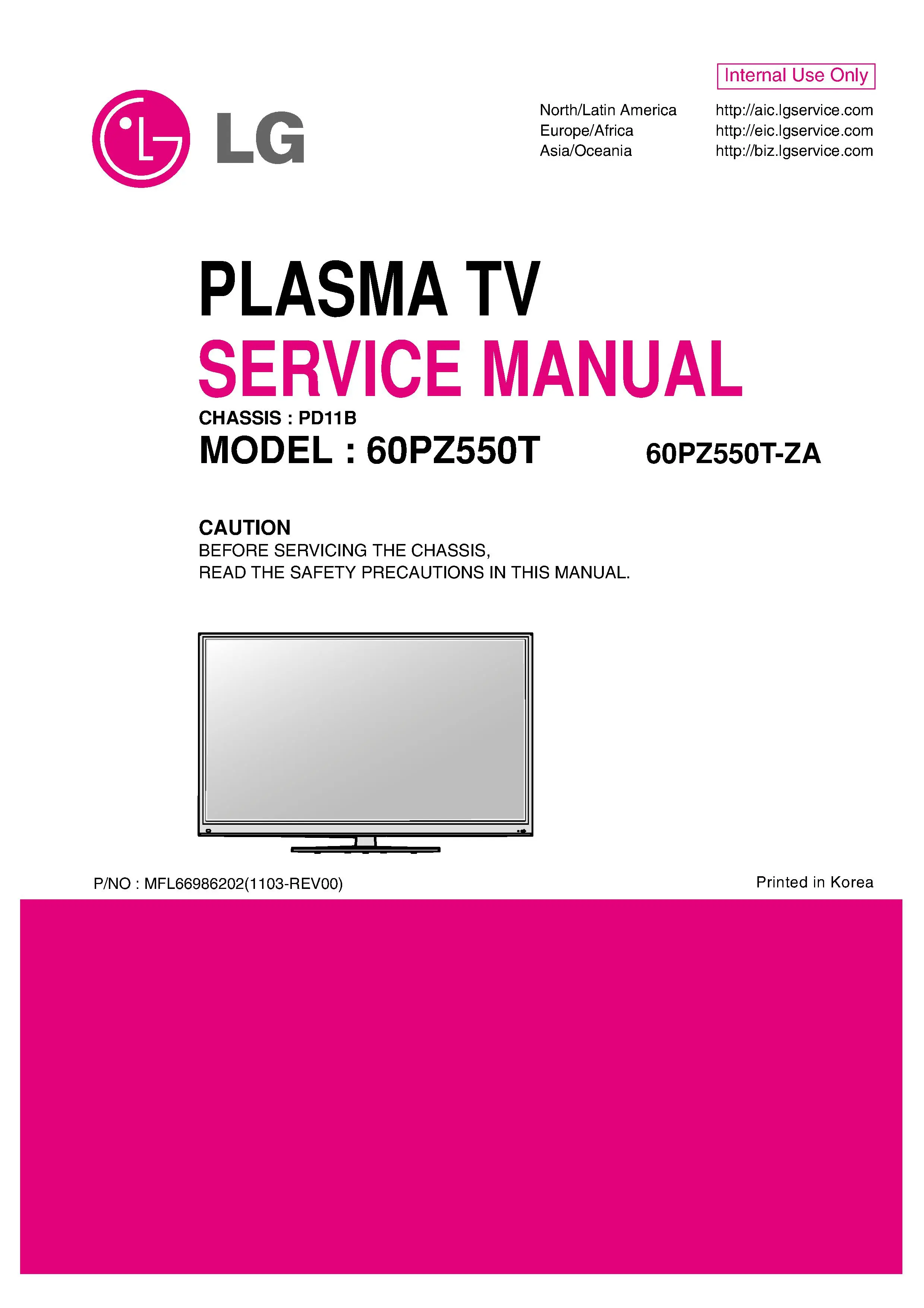 Lg 60pz550t za service manual cover with photo's of Beko dryers, model code and contents
