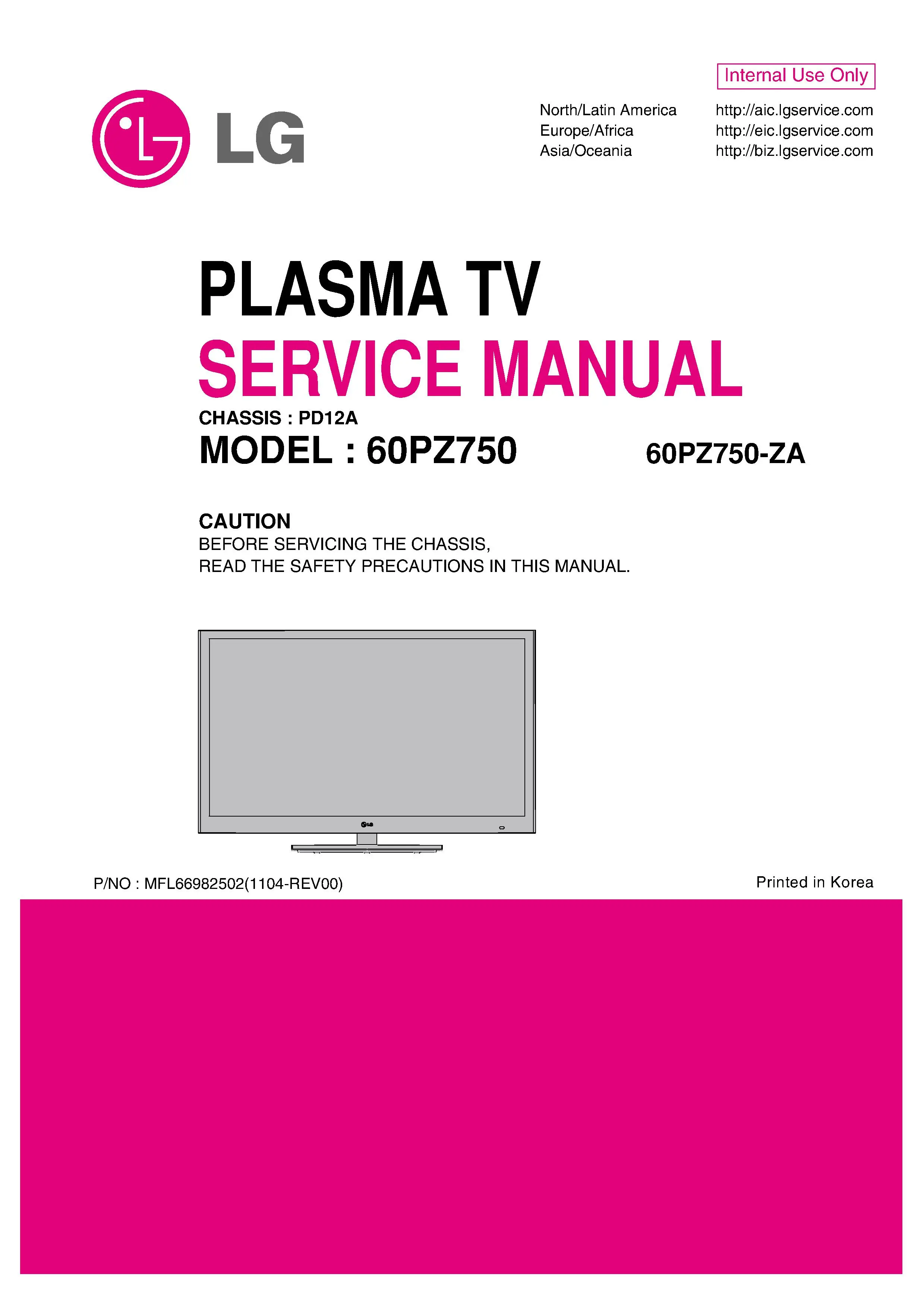 Lg 60pz750 za service manual cover with photo's of Beko dryers, model code and contents