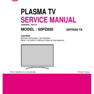 Lg 60pz850 ta service manual cover with photo's of Beko dryers, model code and contents