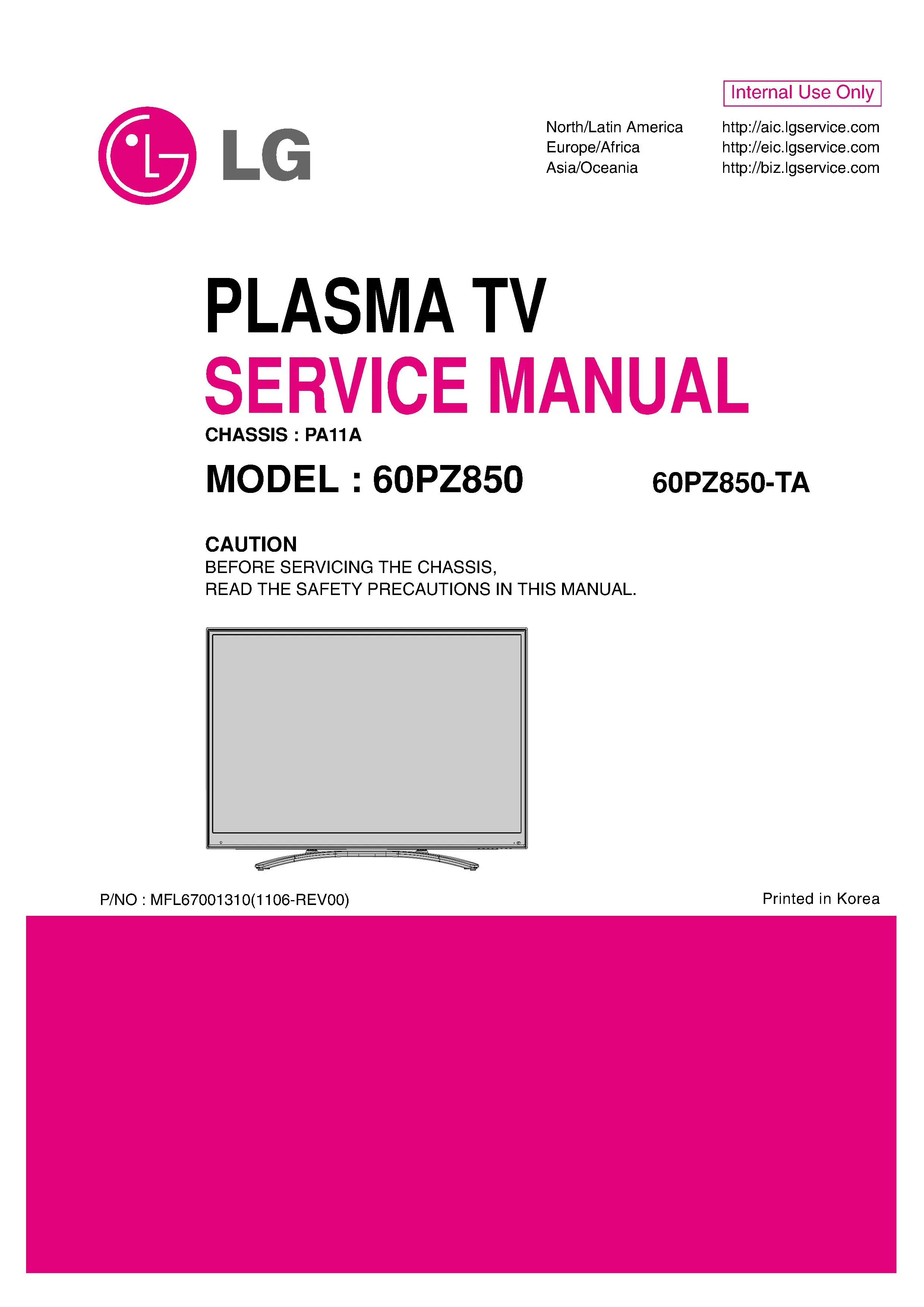 Lg 60pz850 ta service manual cover with photo's of Beko dryers, model code and contents