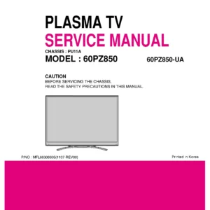 Lg 60pz850 ua service manual cover with photo's of Beko dryers, model code and contents