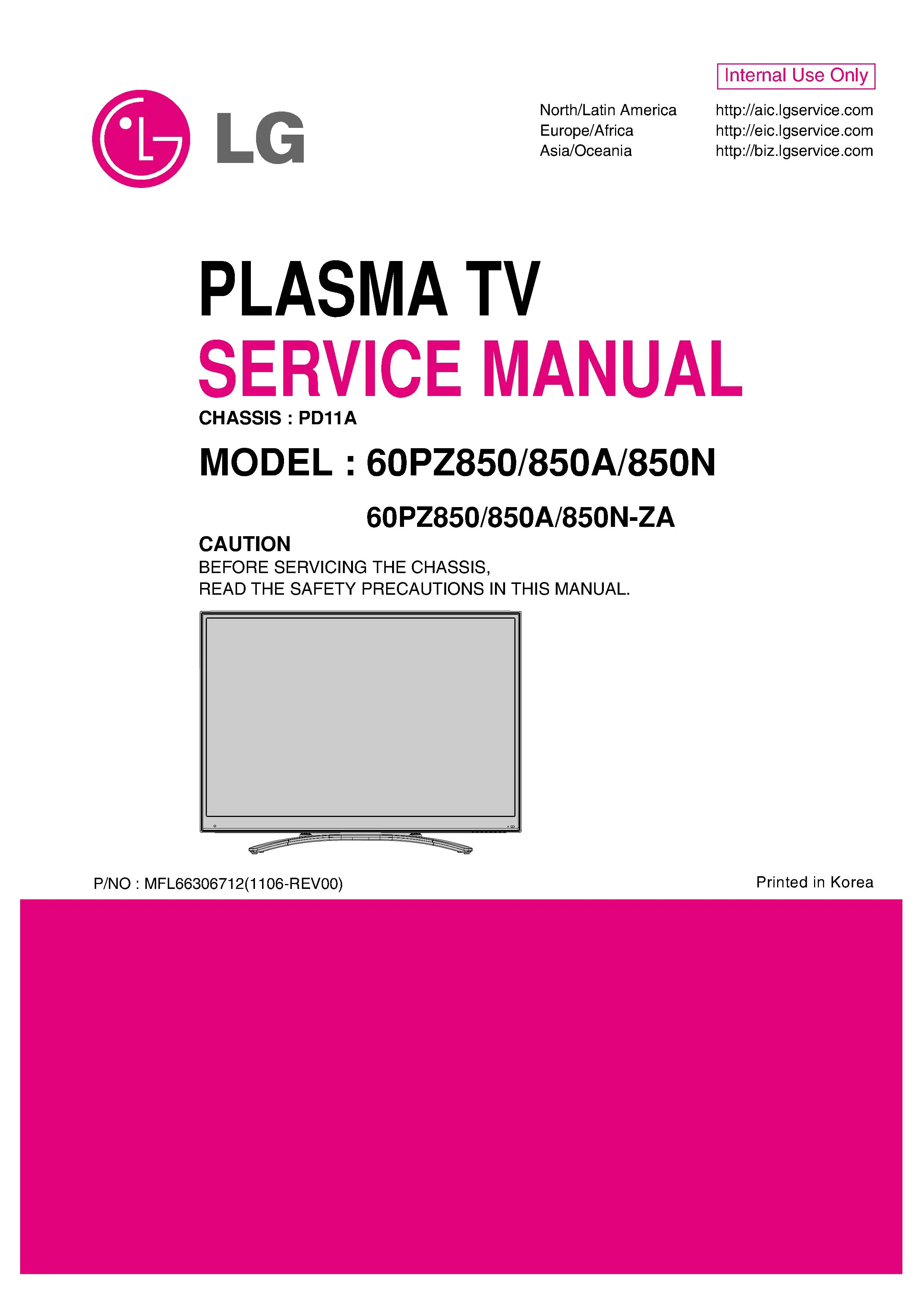 Lg 60pz850 za service manual cover with photo's of Beko dryers, model code and contents