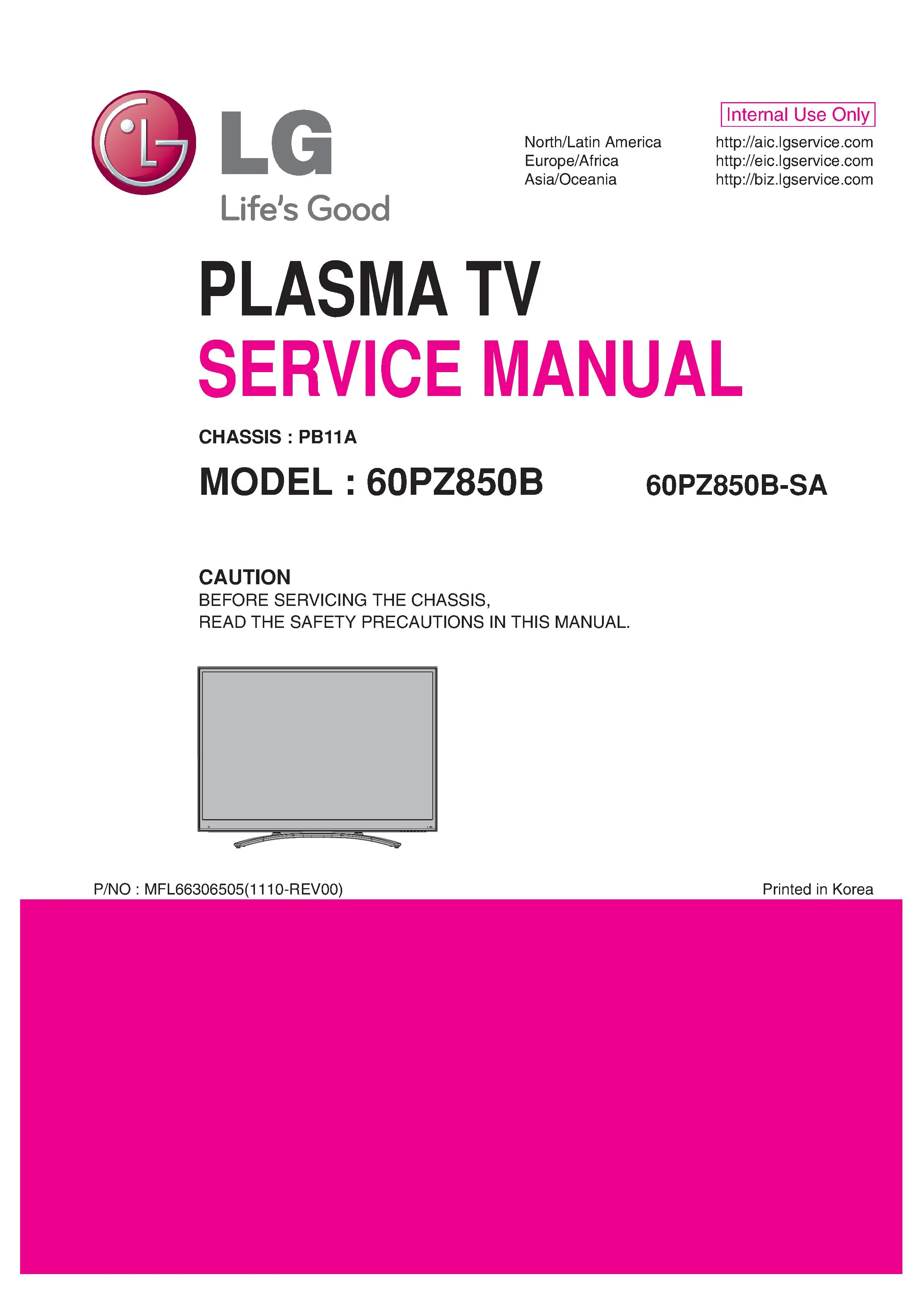 Lg 60pz850b sa service manual cover with photo's of Beko dryers, model code and contents