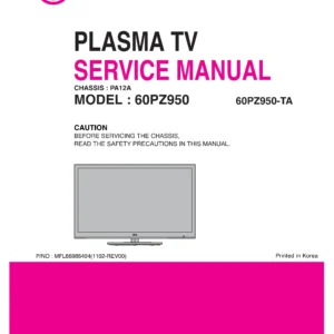 Lg 60pz950 ta service manual cover with photo's of Beko dryers, model code and contents