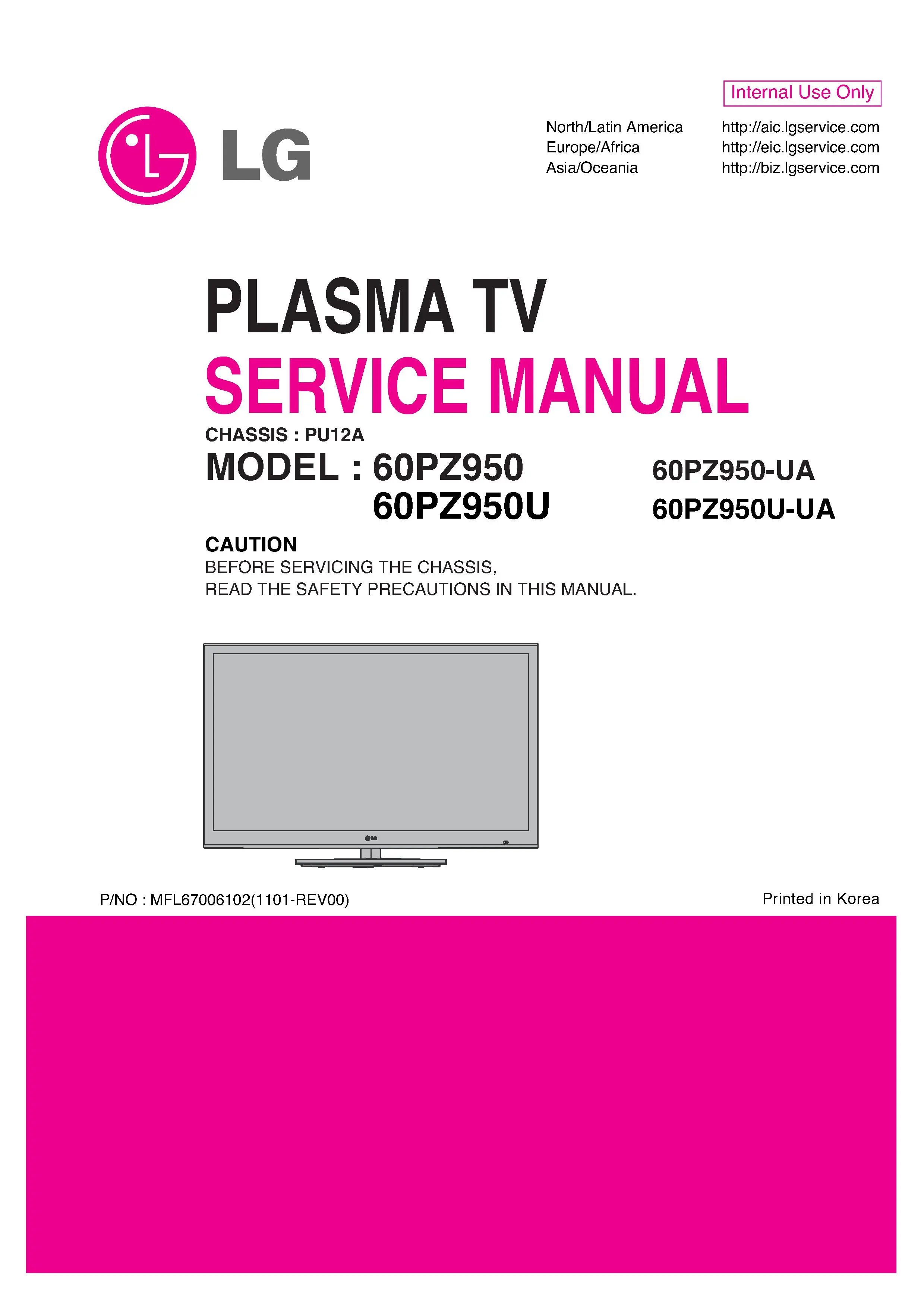 Lg 60pz950 ua service manual cover with photo's of Beko dryers, model code and contents