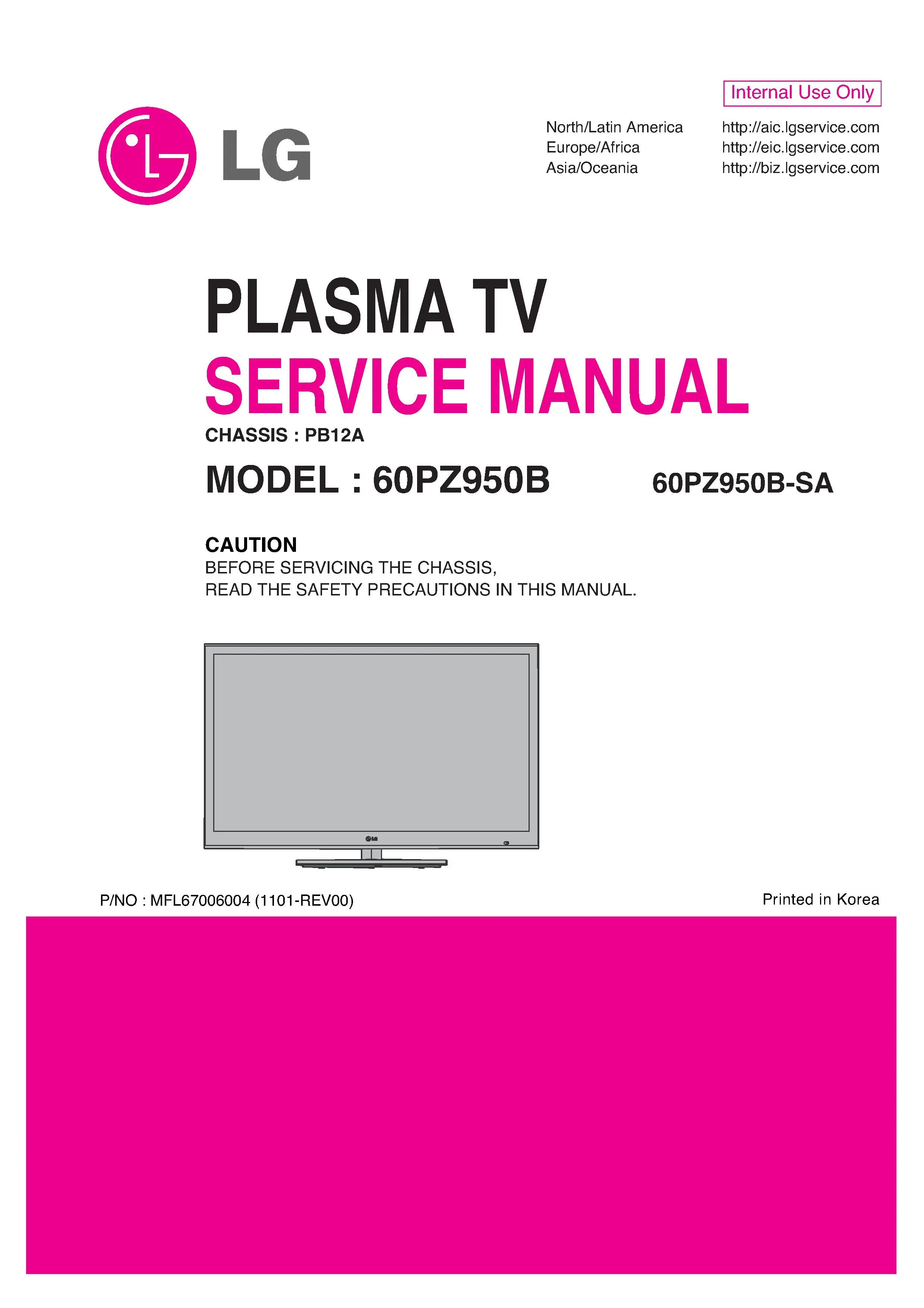 Lg 60pz950b sa service manual cover with photo's of Beko dryers, model code and contents