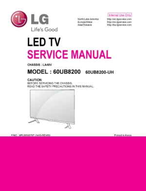 Lg 60ub8200 uh la48v chassis service manual cover with photo's of Beko dryers, model code and contents