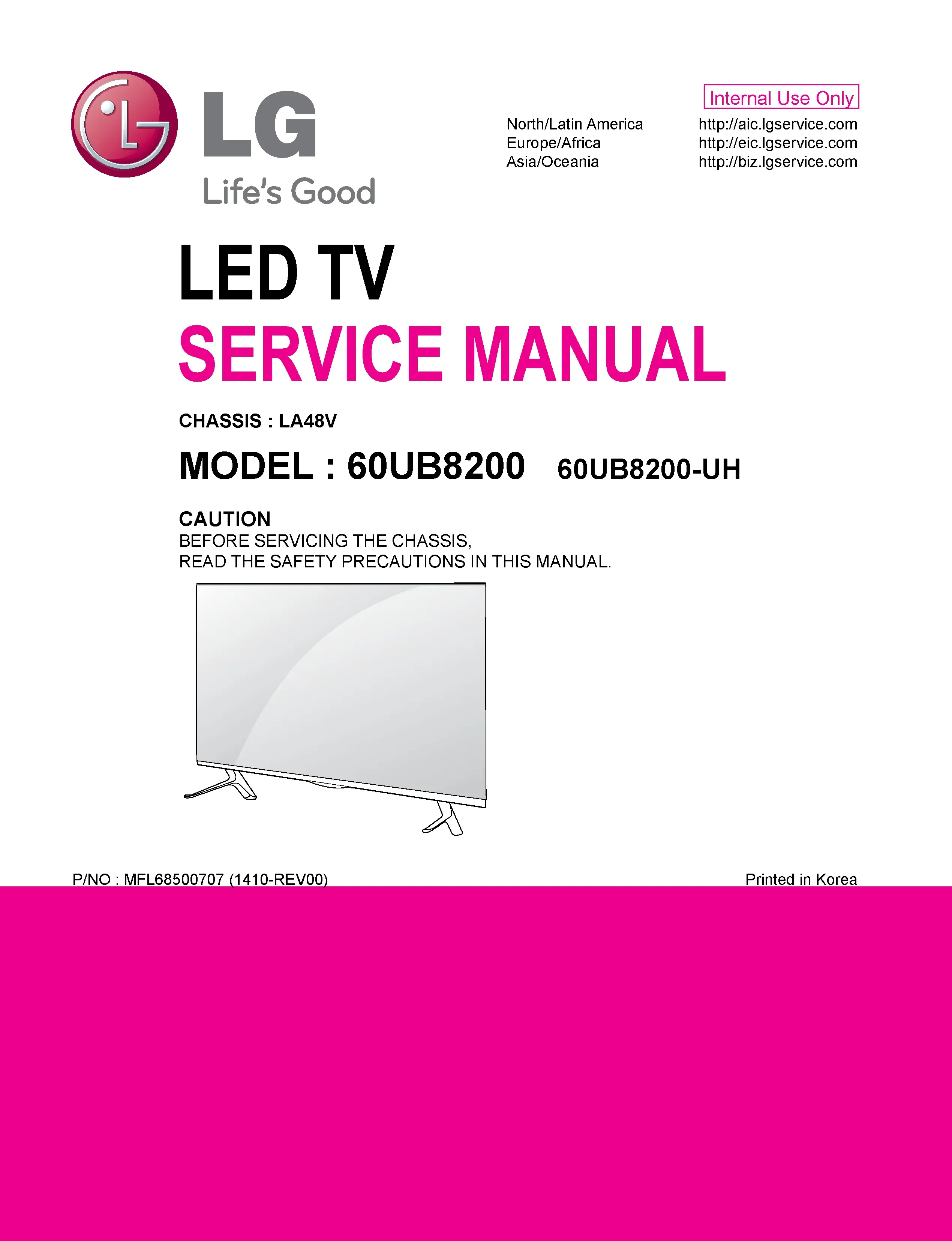 Lg 60ub8200 uh la48v chassis service manual cover with photo's of Beko dryers, model code and contents