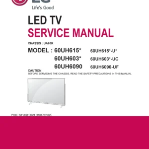 Lg 60uh6030 service manual cover with photo's of Beko dryers, model code and contents