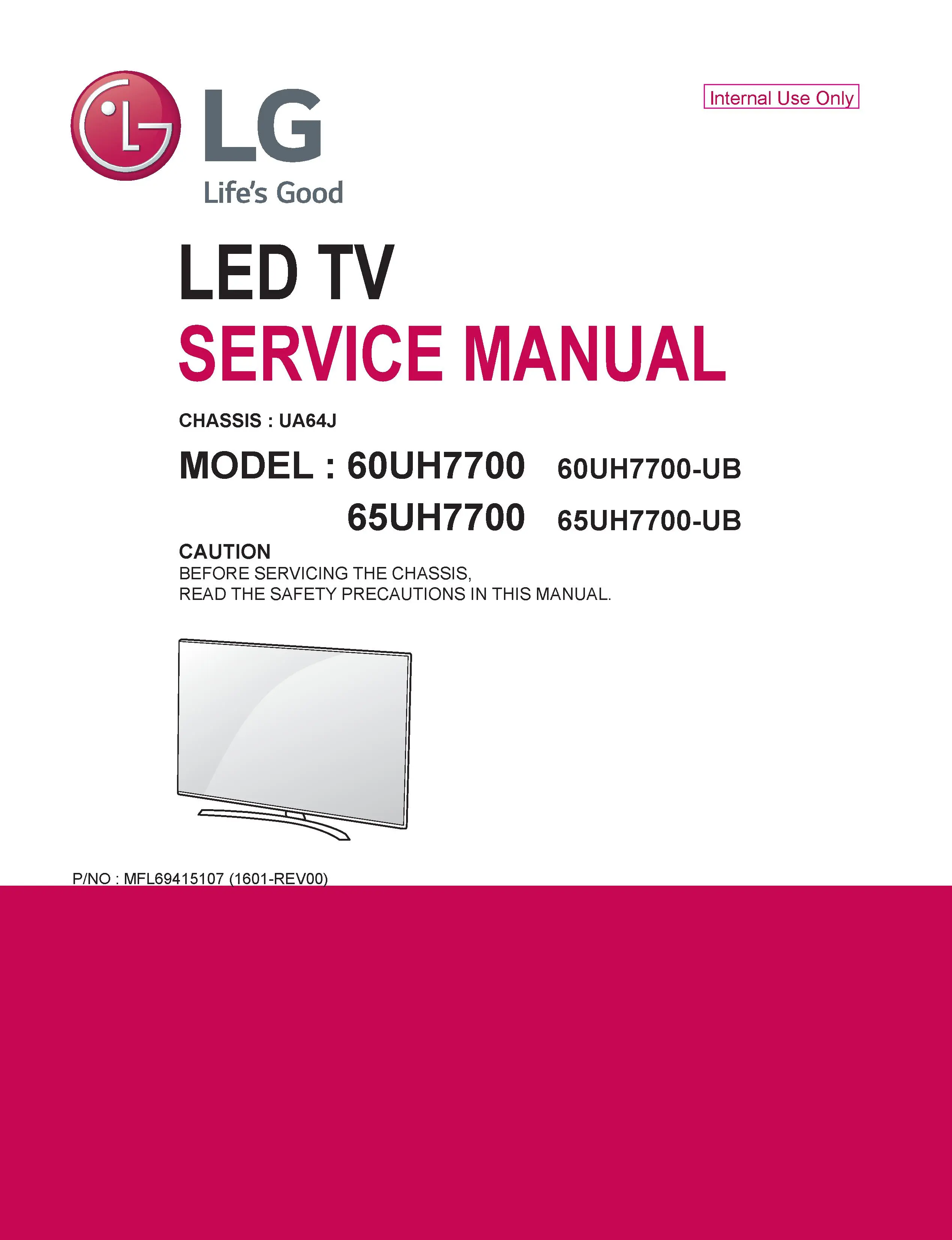 Lg 60uh7700 65uh7700 service manual cover with photo's of Beko dryers, model code and contents