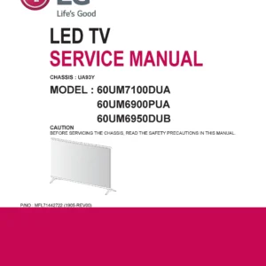 Lg 60um7100dua 60um6900pua 60um6950dub service manual cover with photo's of Beko dryers, model code and contents