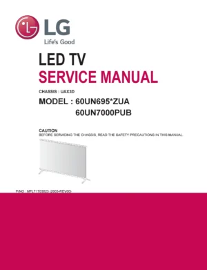 Lg 60un6950zua 60un6951zua 60un7000pub service manual cover with photo's of Beko dryers, model code and contents