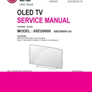 Lg 65eg9600 service manual cover with photo's of Beko dryers, model code and contents