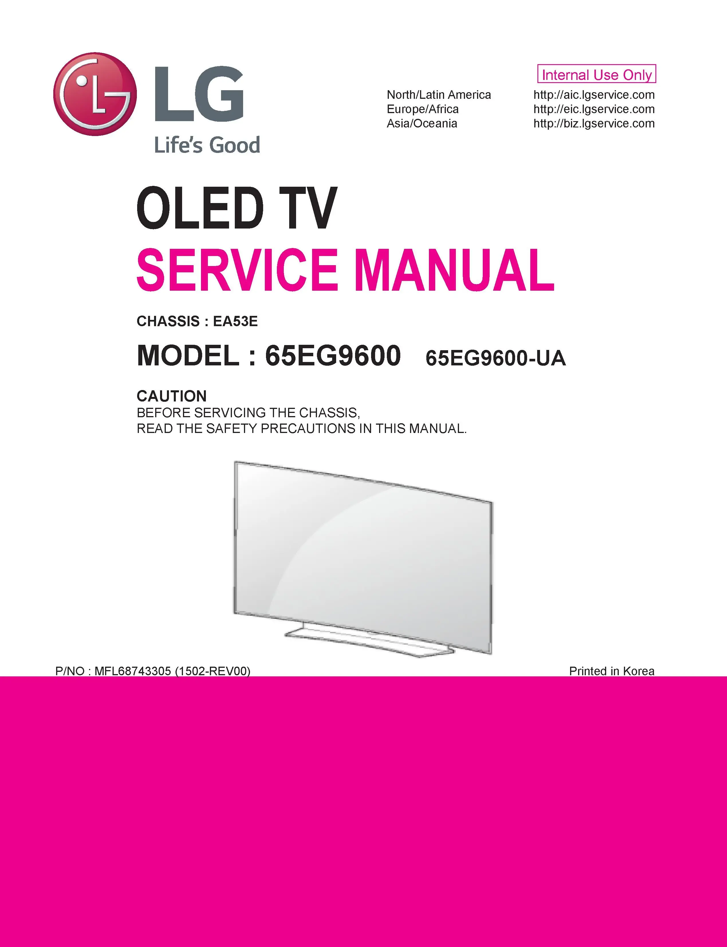 Lg 65eg9600 service manual cover with photo's of Beko dryers, model code and contents