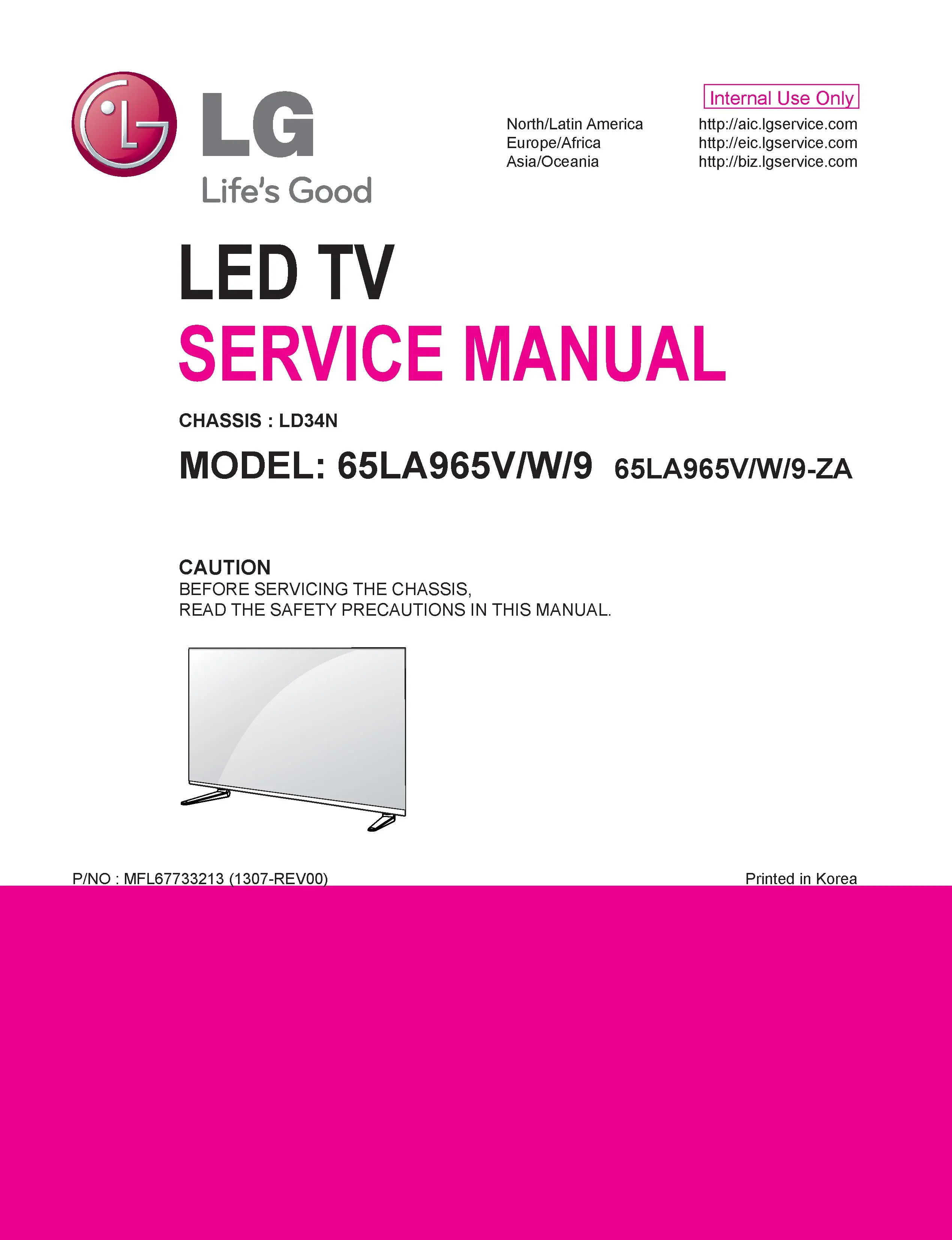 Lg 65la965v service manual cover with photo's of Beko dryers, model code and contents