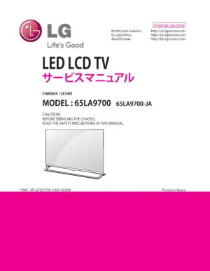 Lg 65la9700 ja service manual cover with photo's of Beko dryers, model code and contents
