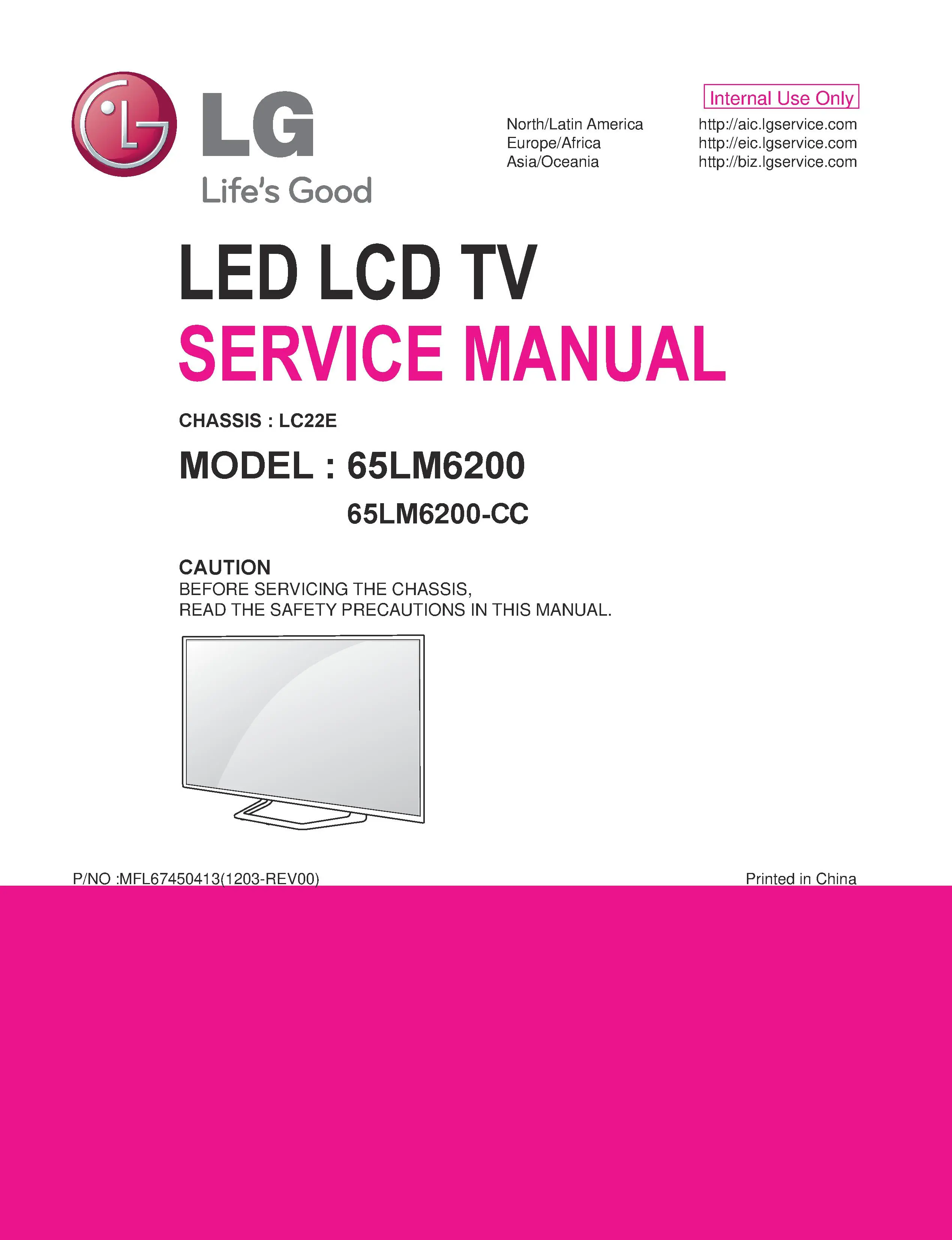 Lg 65lm6200 cc service manual cover with photo's of Beko dryers, model code and contents