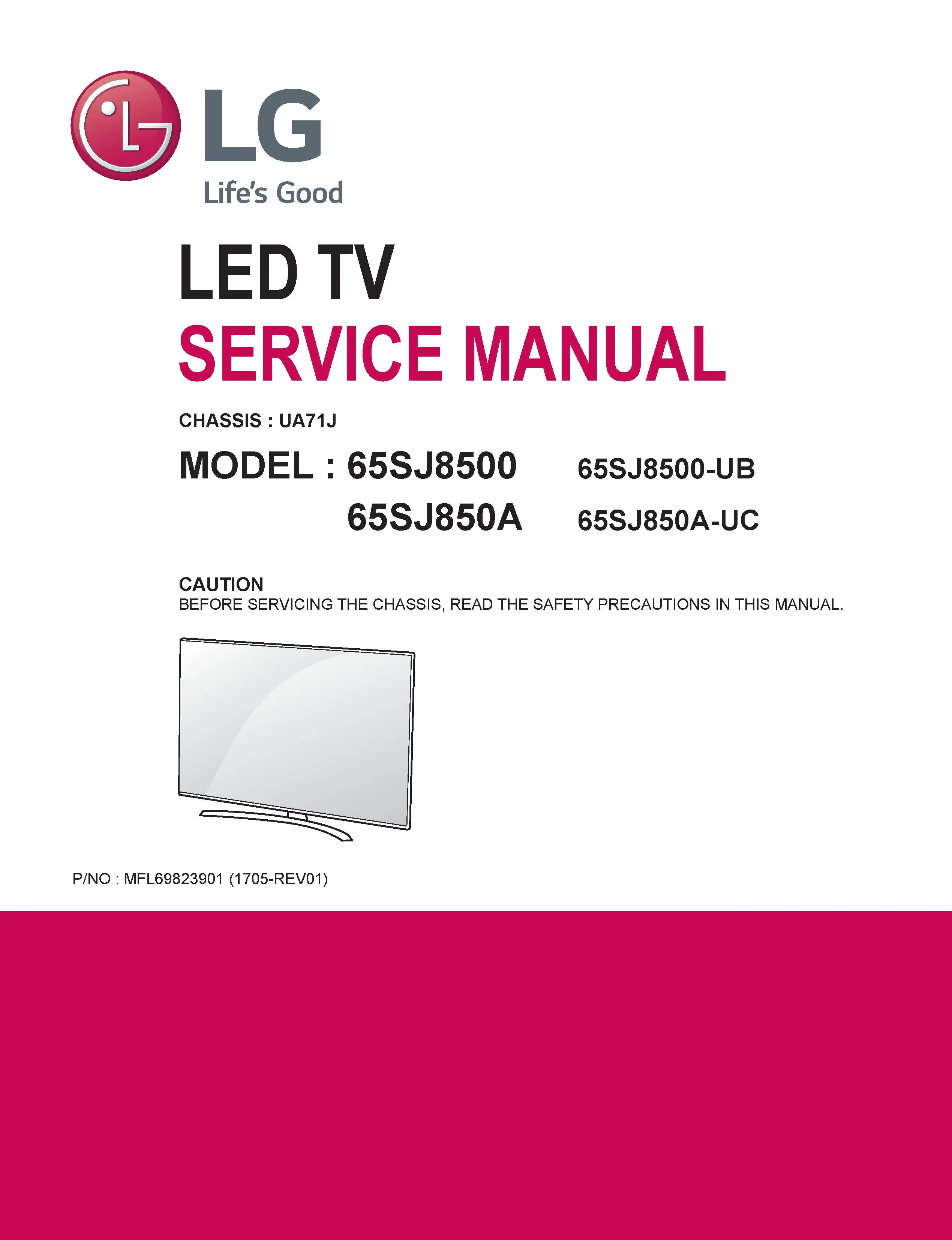 Lg 65sj8500 service manual cover with photo's of Beko dryers, model code and contents