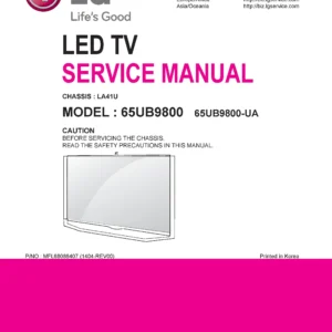 Lg 65ub9800 ua service manual cover with photo's of Beko dryers, model code and contents