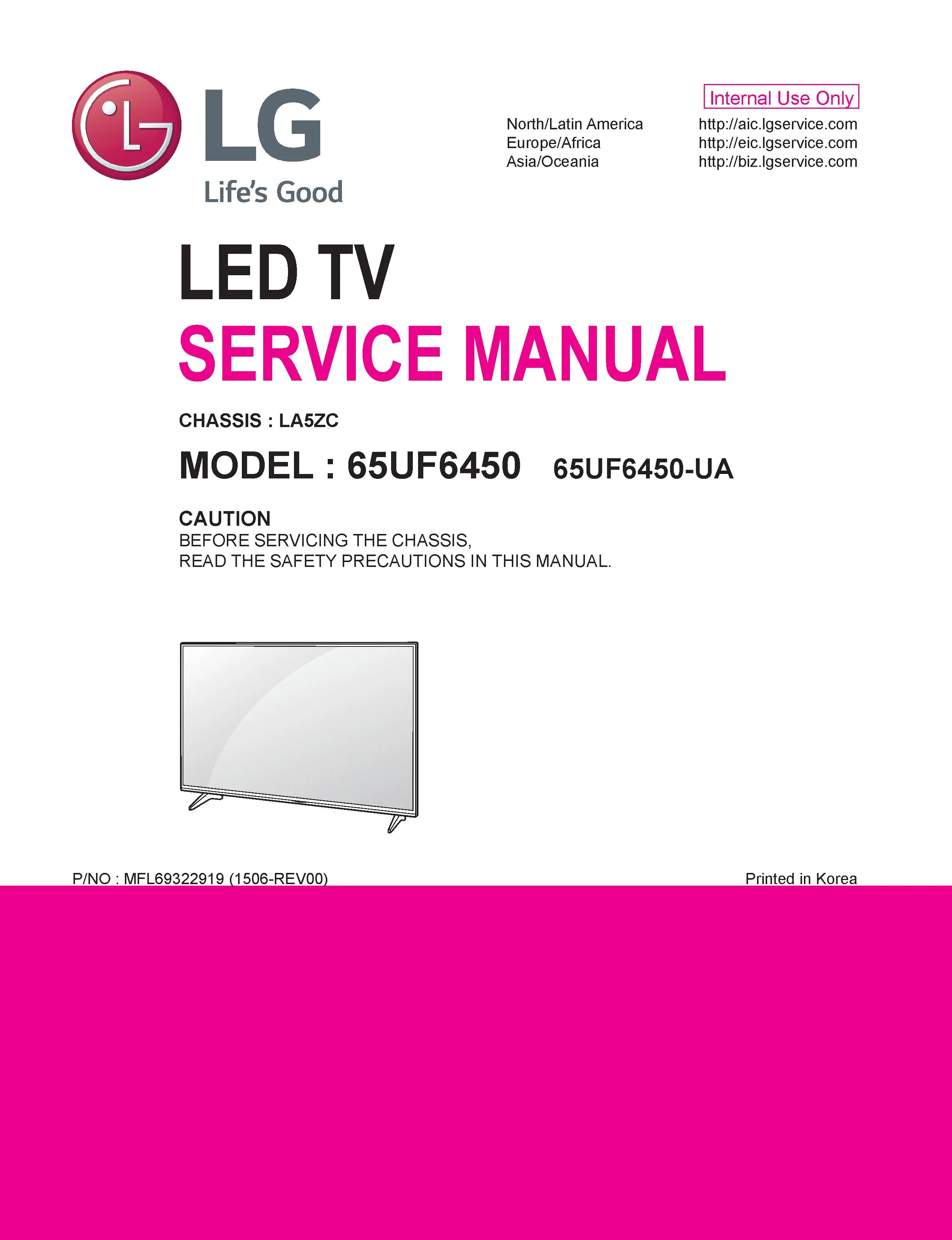 Lg 65uf6450 3d service manual cover with photo's of Beko dryers, model code and contents