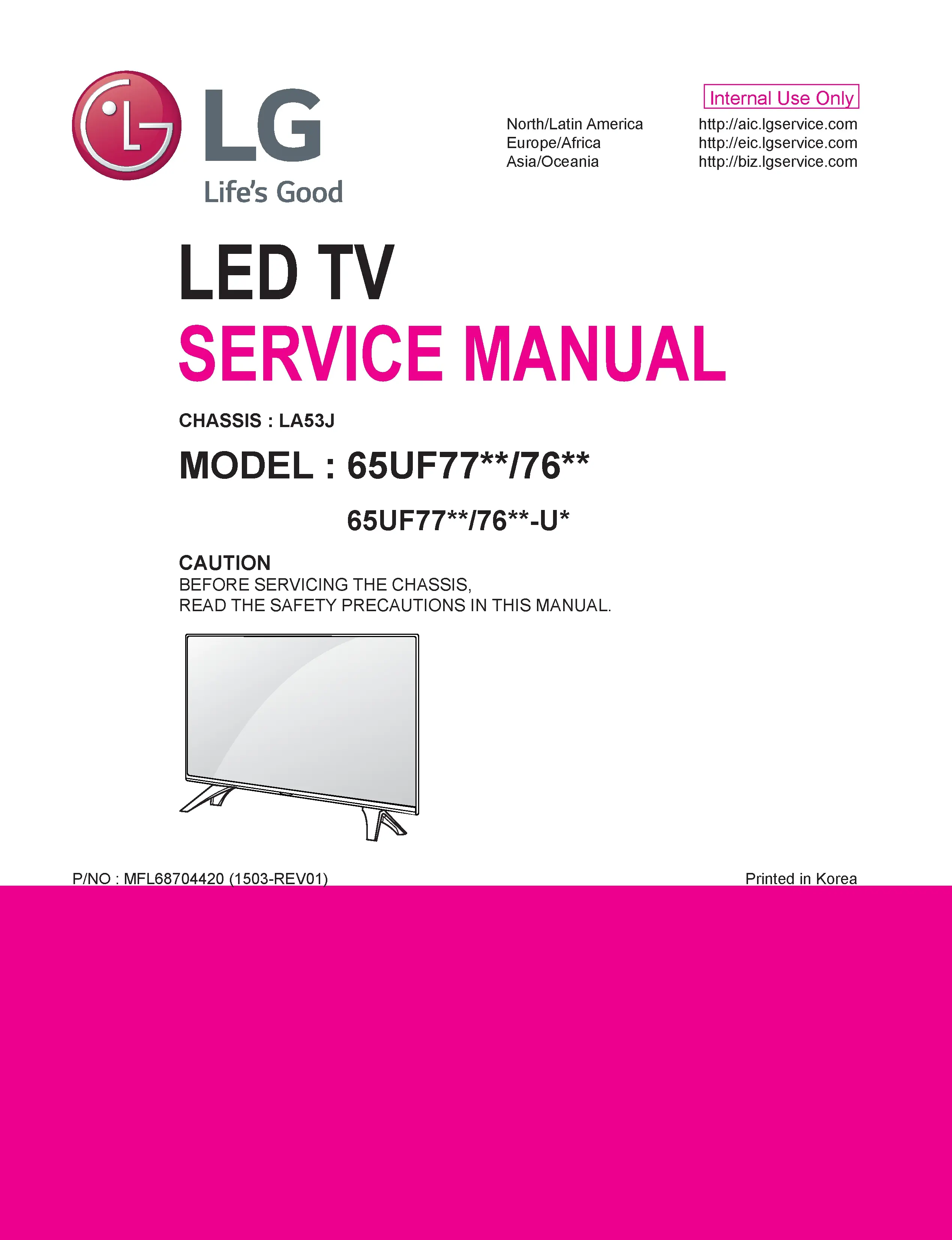 Lg 65uf7700 65uf7690 65uf7650 service manual cover with photo's of Beko dryers, model code and contents
