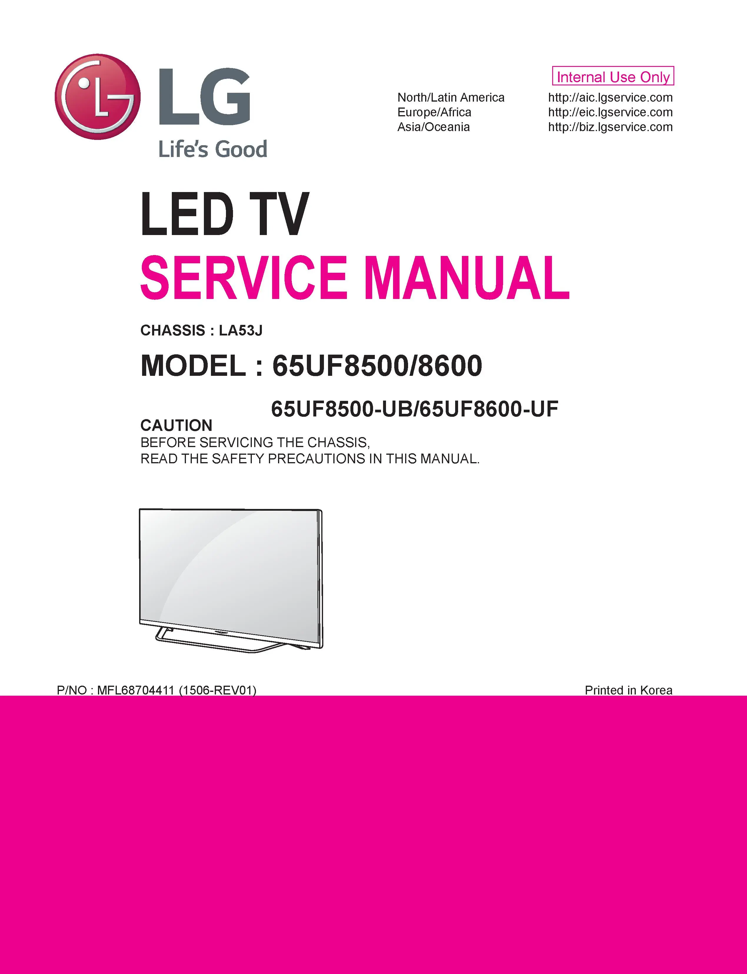 Lg 65uf8600 3d service manual cover with photo's of Beko dryers, model code and contents