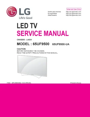 Lg 65uf9500 service manual cover with photo's of Beko dryers, model code and contents