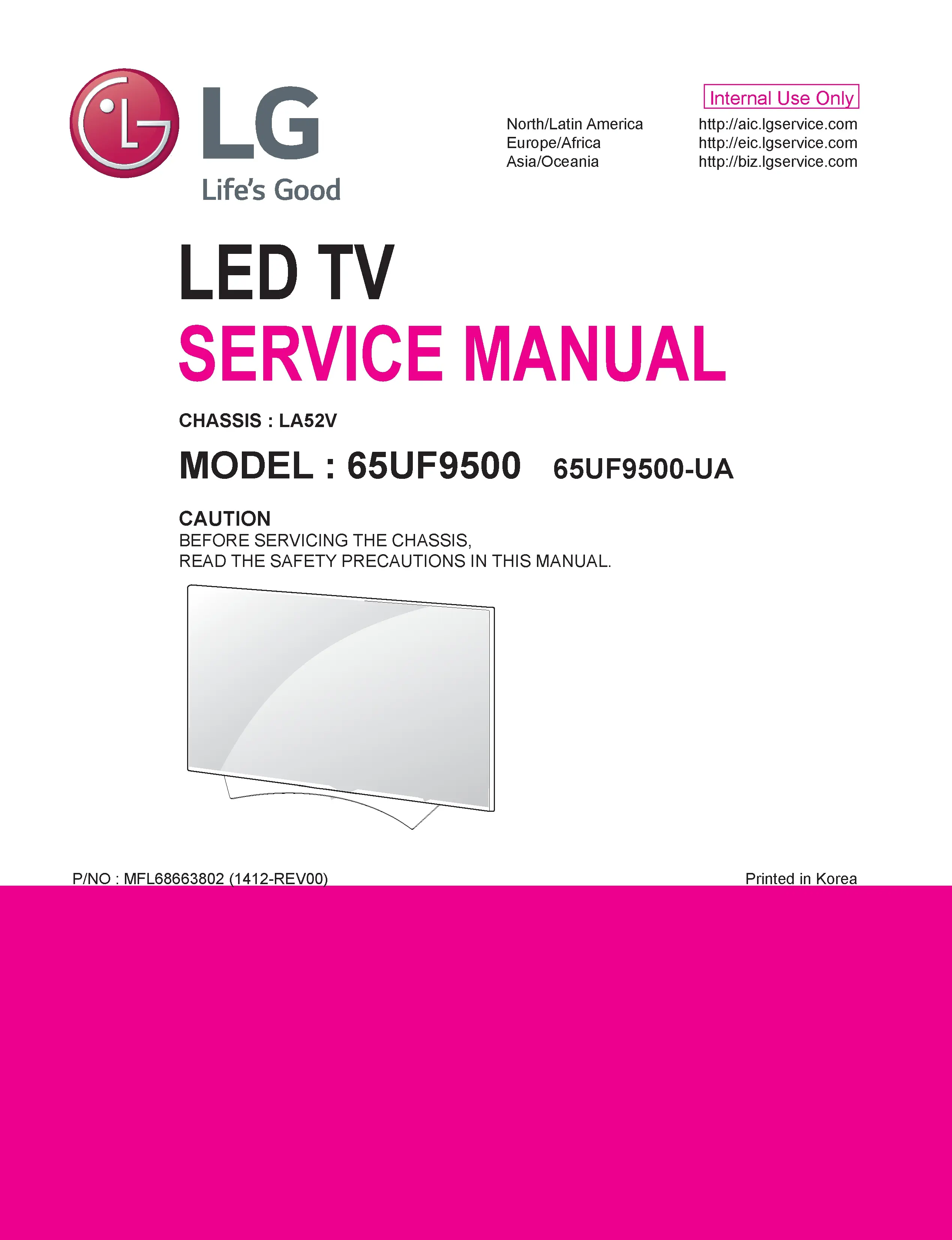 Lg 65uf9500 service manual cover with photo's of Beko dryers, model code and contents