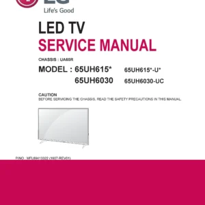 Lg 65uh6030 service manual cover with photo's of Beko dryers, model code and contents
