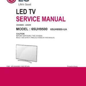 Lg 65uh9500 service manual cover with photo's of Beko dryers, model code and contents
