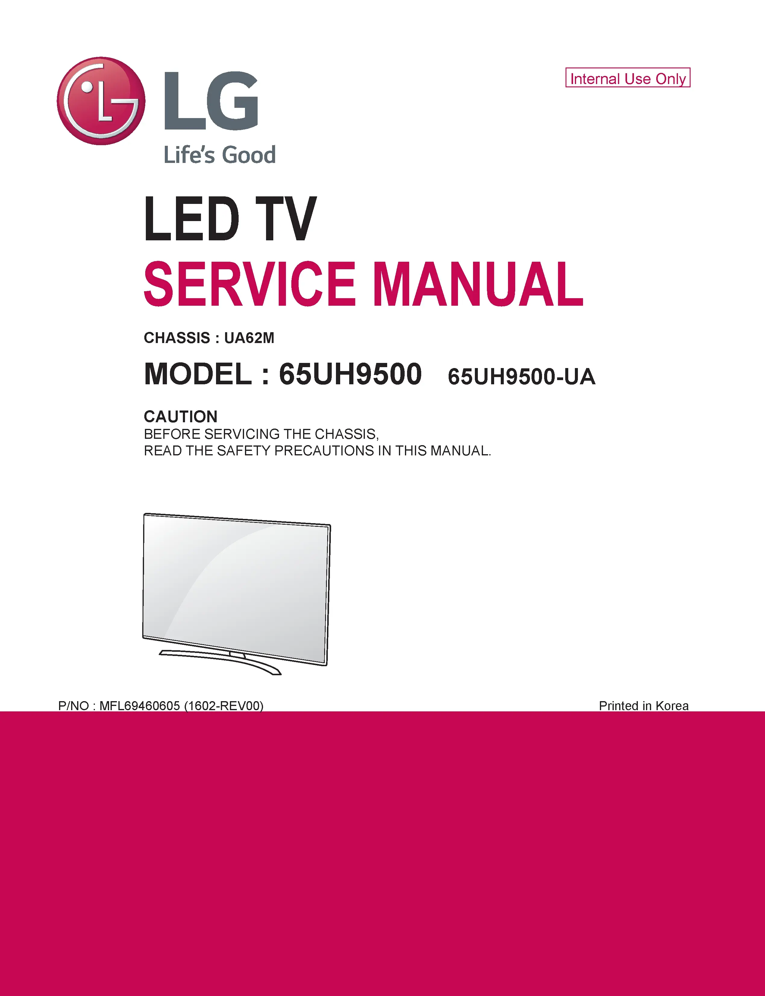 Lg 65uh9500 service manual cover with photo's of Beko dryers, model code and contents