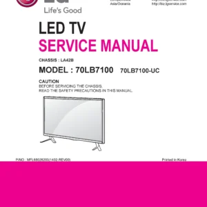 Lg 70lb7100 uc service manual cover with photo's of Beko dryers, model code and contents