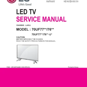 Lg 70uf7700 70uf7650 service manual cover with photo's of Beko dryers, model code and contents