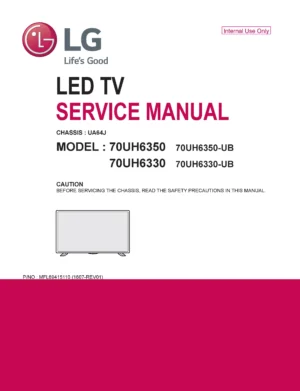 Lg 70uh6330 service manual cover with photo's of Beko dryers, model code and contents