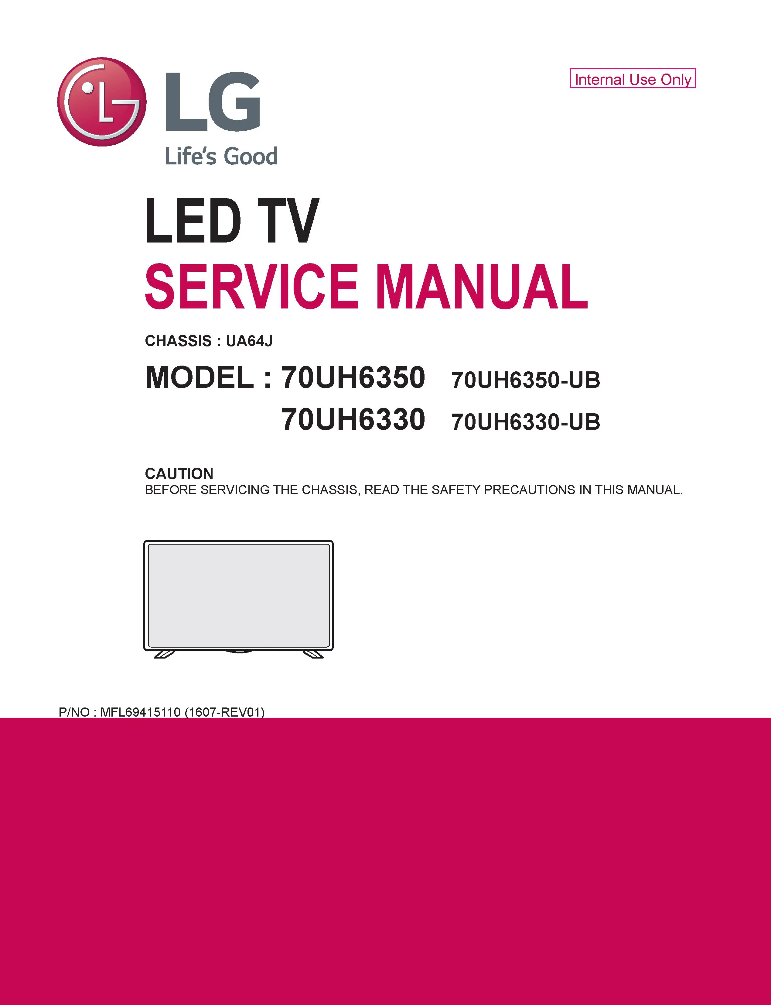 Lg 70uh6330 service manual cover with photo's of Beko dryers, model code and contents