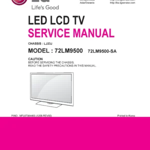 Lg 72lm9500 sa service manual cover with photo's of Beko dryers, model code and contents