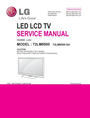 Lg 72lm9500 sa service manual cover with photo's of Beko dryers, model code and contents