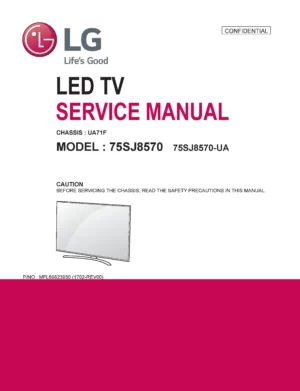 Lg 75sj8570 service manual cover with photo's of Beko dryers, model code and contents