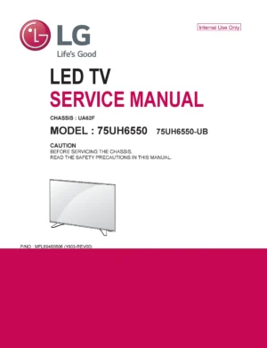 Lg 75uh6550 service manual cover with photo's of Beko dryers, model code and contents