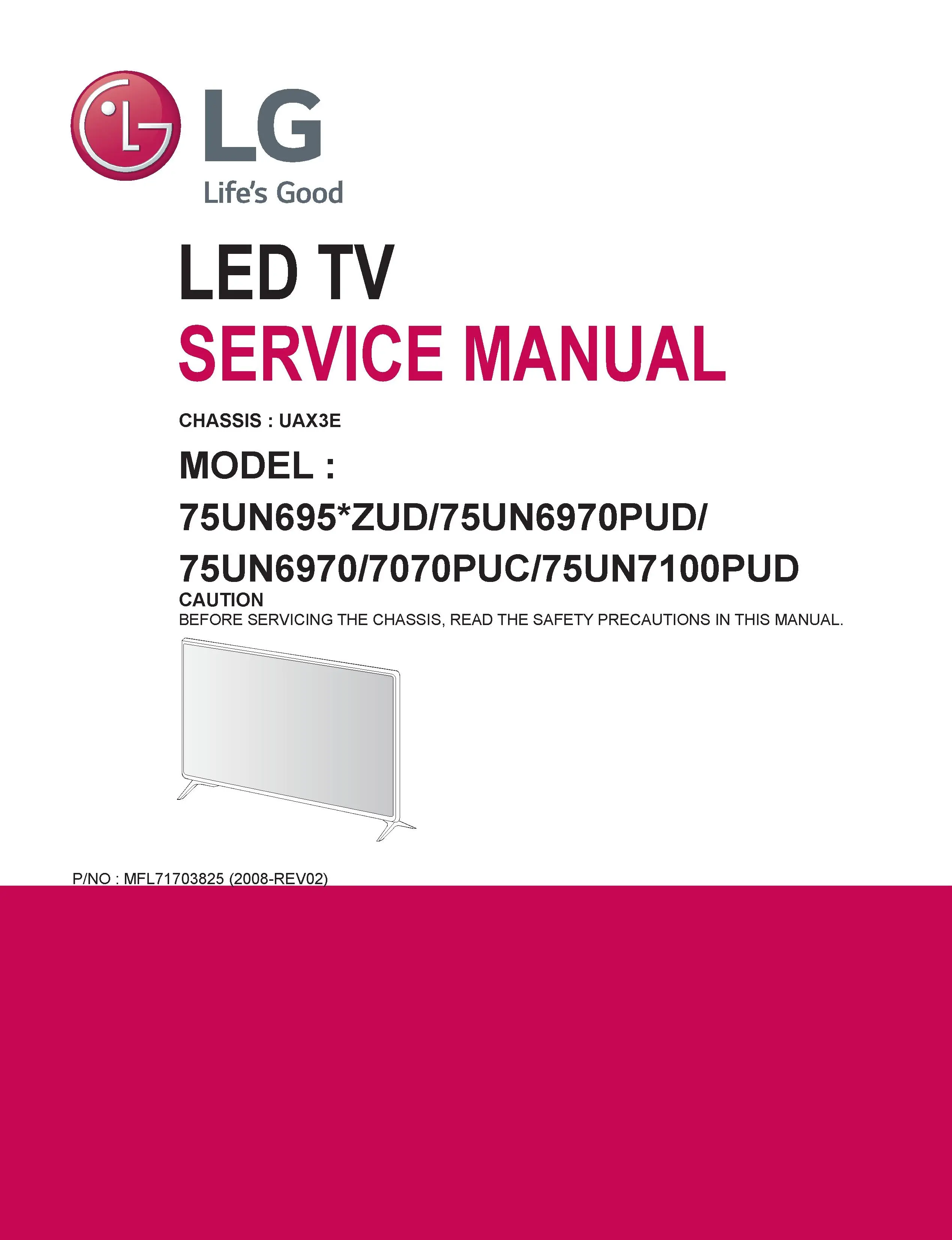 Lg 75un7070puc 75un7100pud service manual cover with photo's of Beko dryers, model code and contents