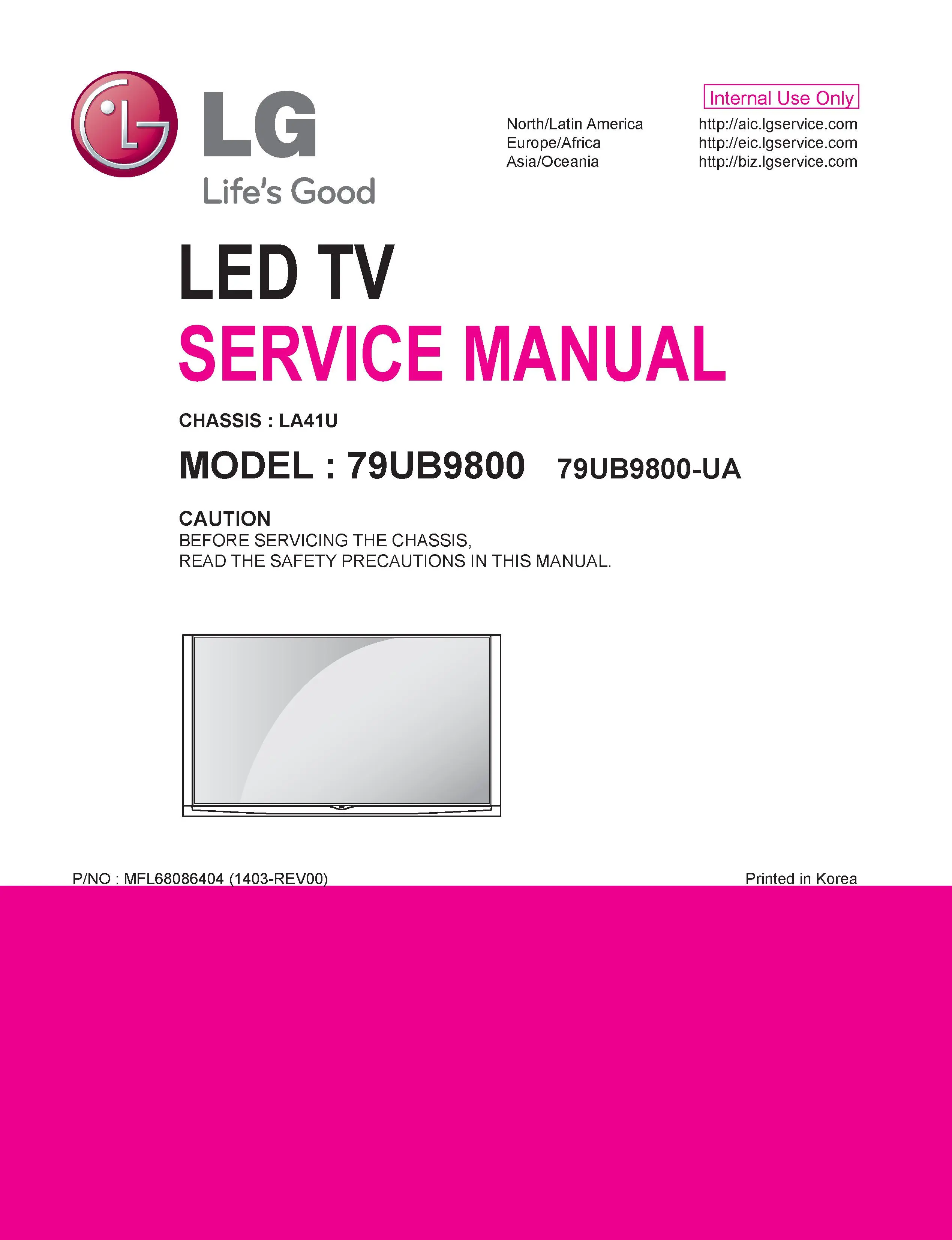 Lg 79ub9800 ua service manual cover with photo's of Beko dryers, model code and contents