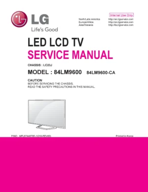 Lg 84lm9600 ca service manual cover with photo's of Beko dryers, model code and contents