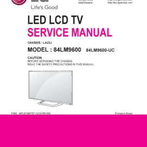Lg 84lm9600 ua service manual cover with photo's of Beko dryers, model code and contents