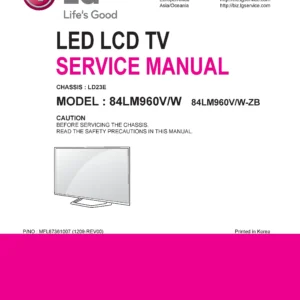 Lg 84lm960v zb service manual cover with photo's of Beko dryers, model code and contents